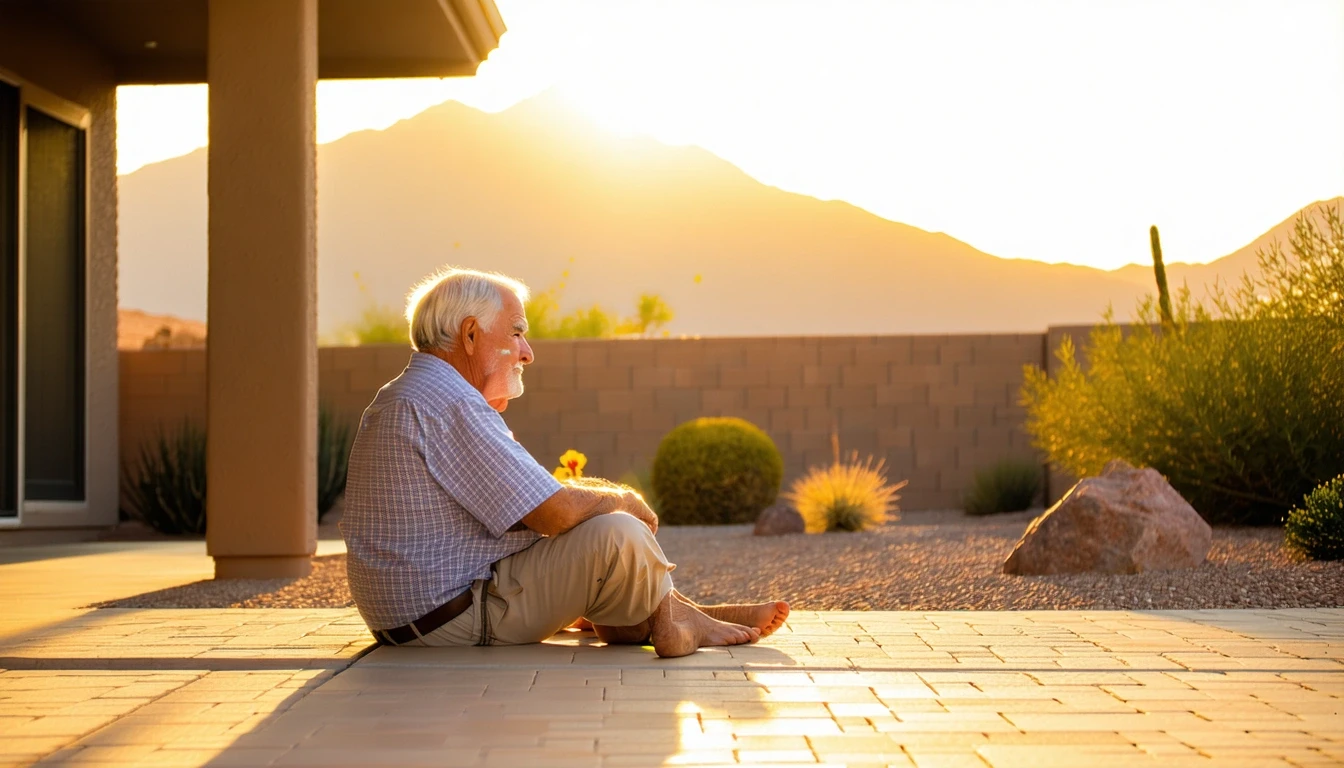 A retired couple enjoys the view from their patio in an Apache Junction 55+ community