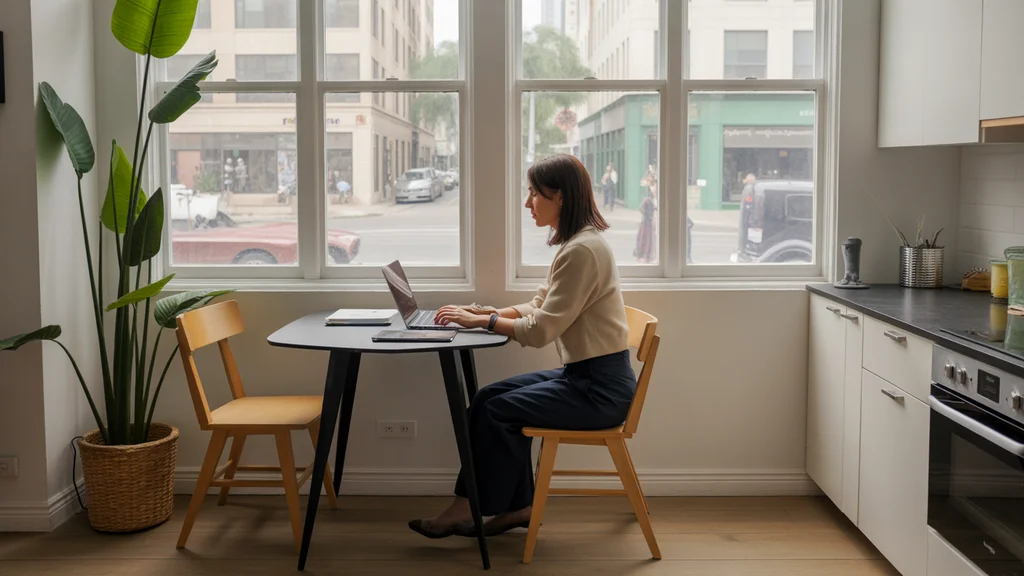 Woman working remotely from her Phoenix apartment
