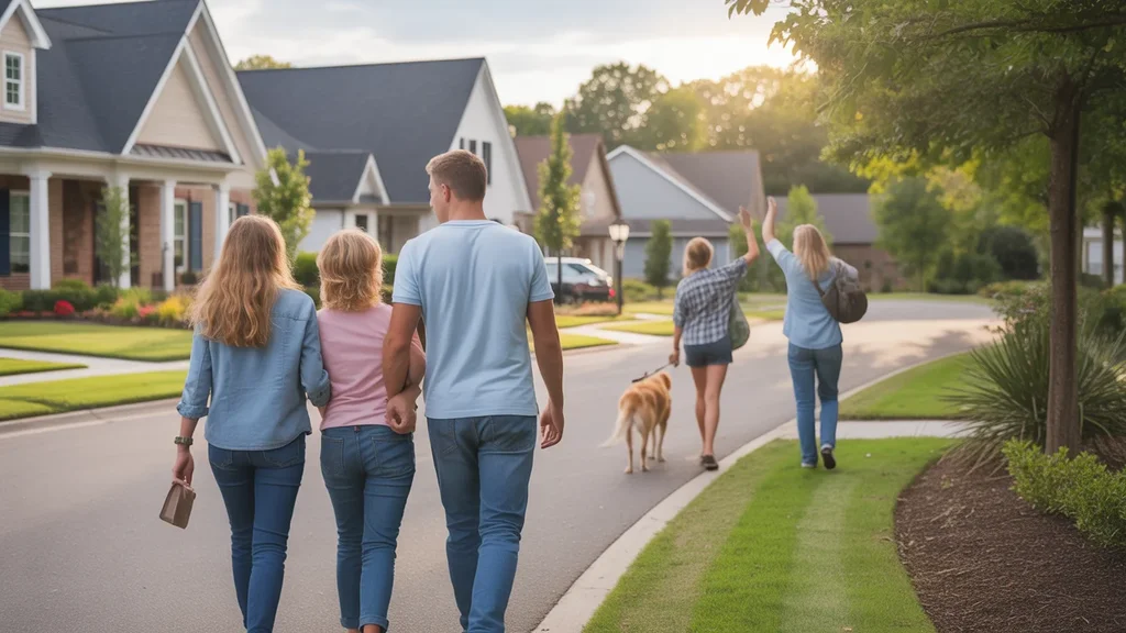 Family exploring their new neighborhood in Madison, TN