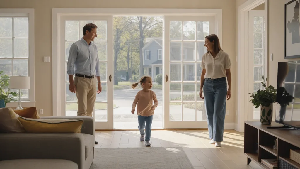 Real estate agent showing family a new home in Cary