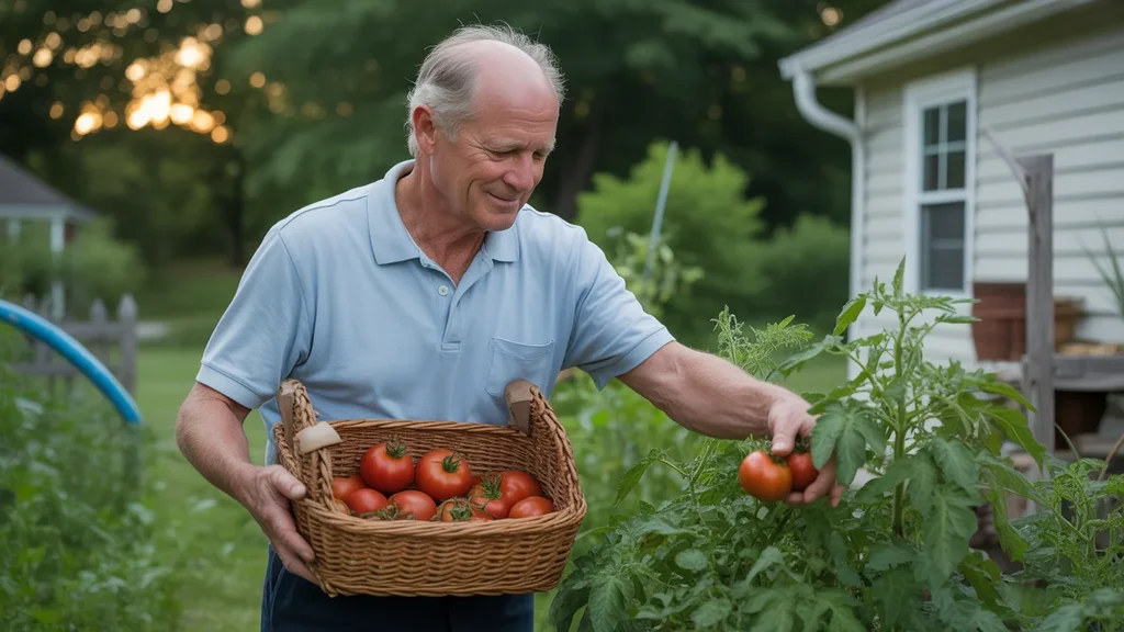 Man gardening at his home in Nicholasville, KY