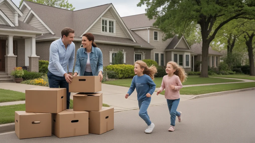 A family moves into their new home in Naperville, IL
