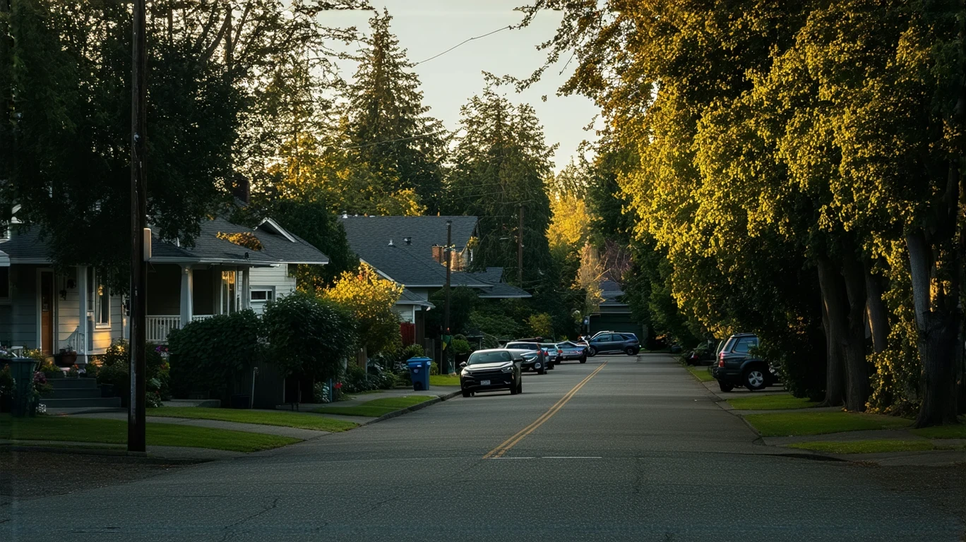 Sunlight filters into a modest Seattle living room with a couch and bookshelf.